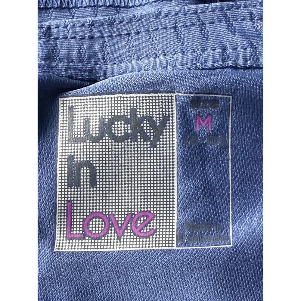Lucky in Love Tennis Skort Womens M Navy Neon Stripe Ruffle Pickleball Athletic